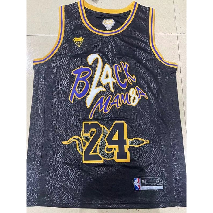 Camiseta Los Angeles Lakers Kobe Bryant #24 Black Mamba Snakeskin Negro